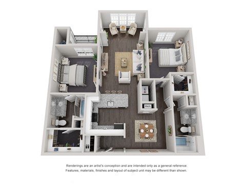 2 Bed 2 Bath Floor Plan | 1,029 Sq. Ft. 2 Bed 2 Bath Floor Plan | 1,029 Sq. Ft. at Willowest in Lindbergh, Atlanta, 30318